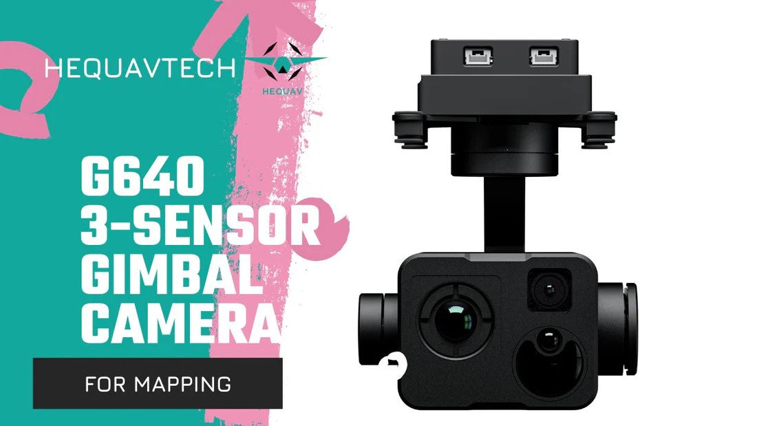 G640 3-sensor gimbal camera by Hequav Tech, designed for precise mapping and stable aerial imaging.