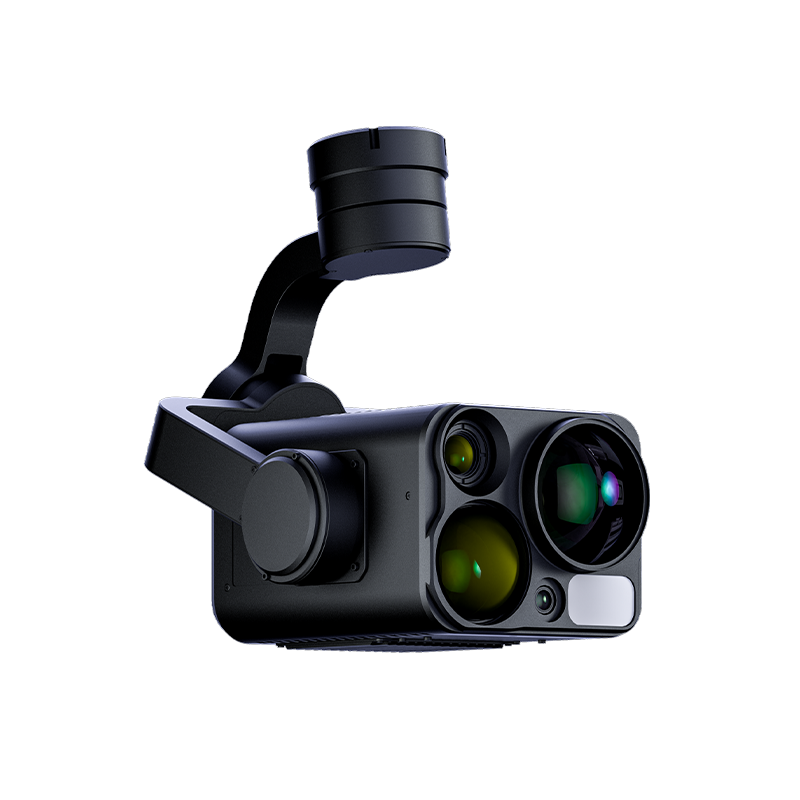 Front angled view of the H50T penta-sensor AI gimbal camera on a white background
