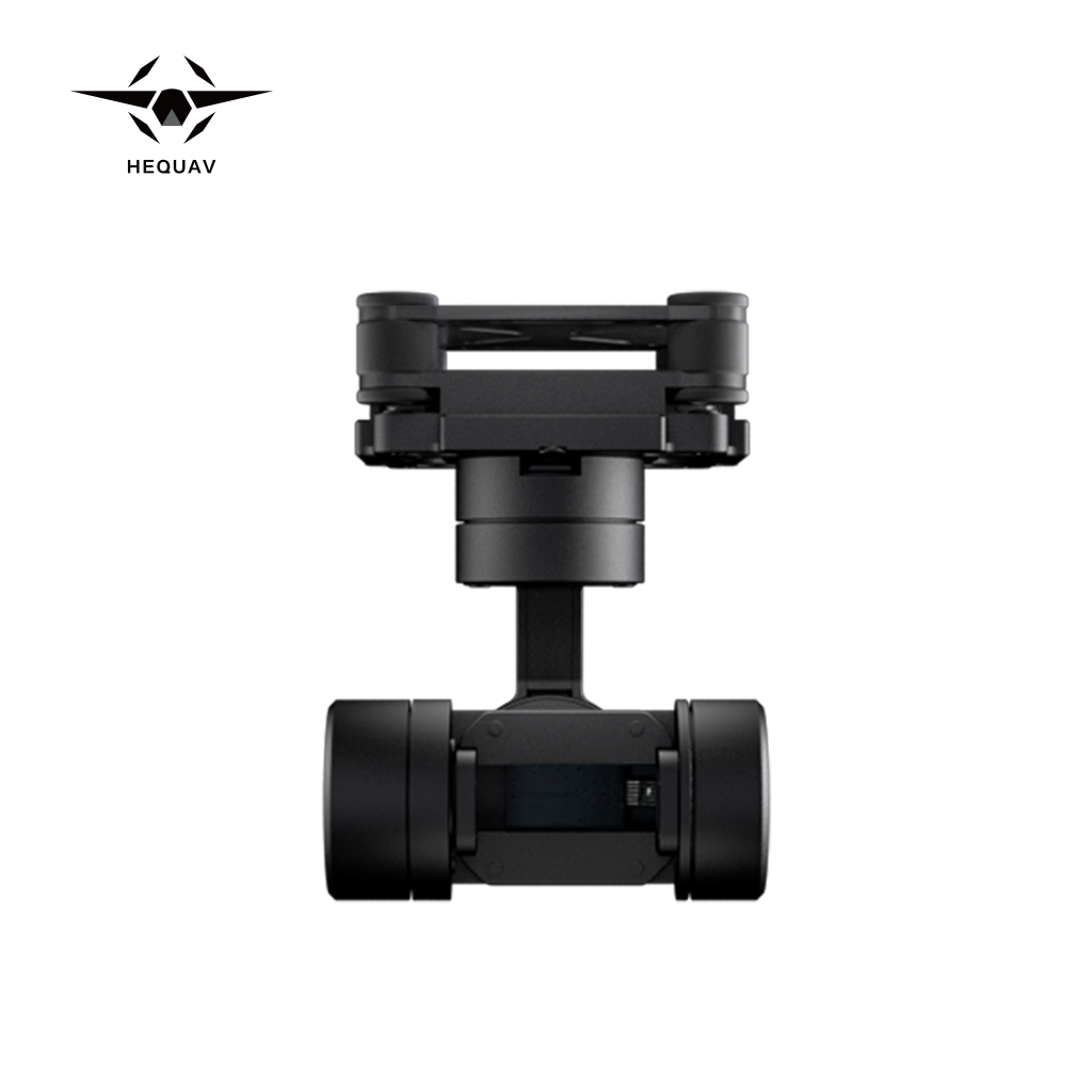 A black HEQUAV G-Port 3-axis gimbal component designed for use with DJI O3/O4/O4Pro camera and Caddx camera gyroscope stabilizers.
