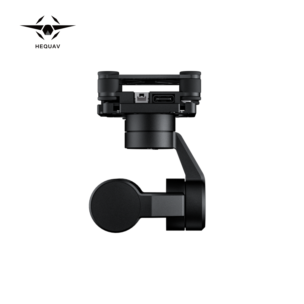 3 Axis Gimbal G-port, a black camera stabilizer with HEQUAV logo on a white background