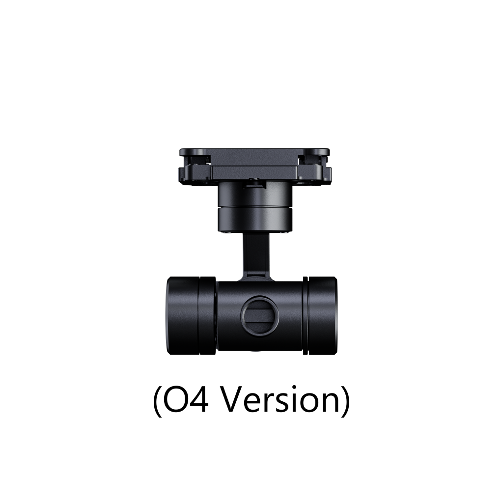 A black HEQUAV G-Port 3-axis gimbal component designed for use with DJI O4 camera gyroscope stabilizers (camera not included).