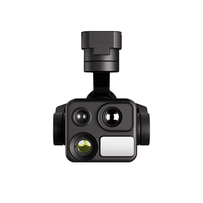 Front angled view of the K40T quad-sensor AI gimbal camera on a white background