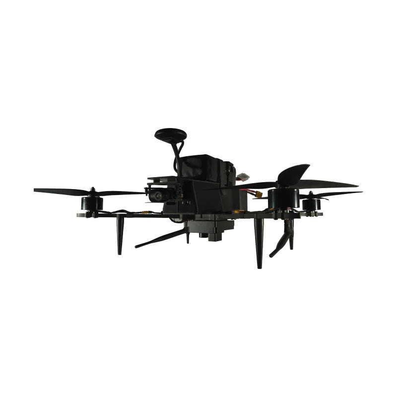 Black N200M VIO Navigation Module plugged on a drone on a white background 