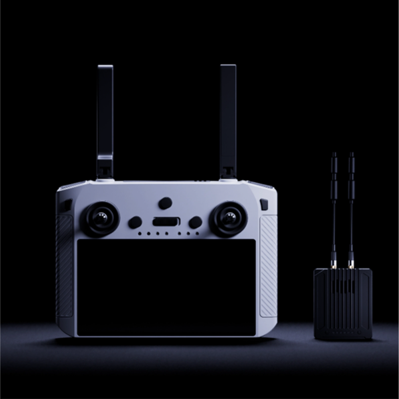 Remote Control device with antennas and reciever on a dark background