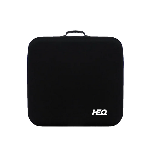 A black carrying case for HEQ Swan VTOL with HEQ logo 