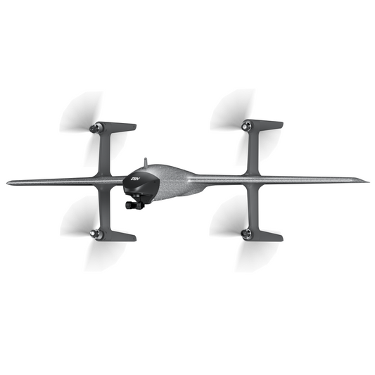 A professional-grade VTOL drone, featuring a central gimbal and propellers, designed for aerial tasks.